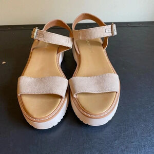 Madden Girl Beige Ankle Straps Sandals 1”Heel Comfy ladies Summer Shoes, 7M